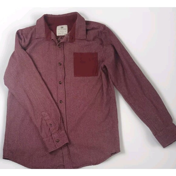 On The Byas Button Up Long Sleeve Flannel  Shirt Mens Size Large Maroon Western - Picture 1 of 7